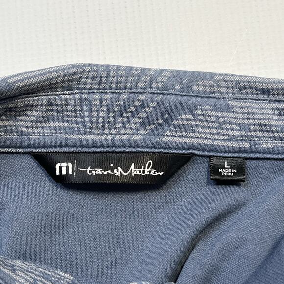 Travis Mathew Shirt Large Prestige Performance Blue Frosty Morning Golf Polo - Picture 2 of 11